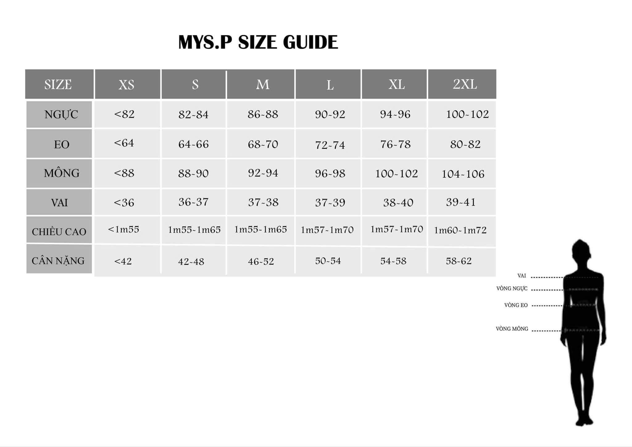 Mys.P size guide